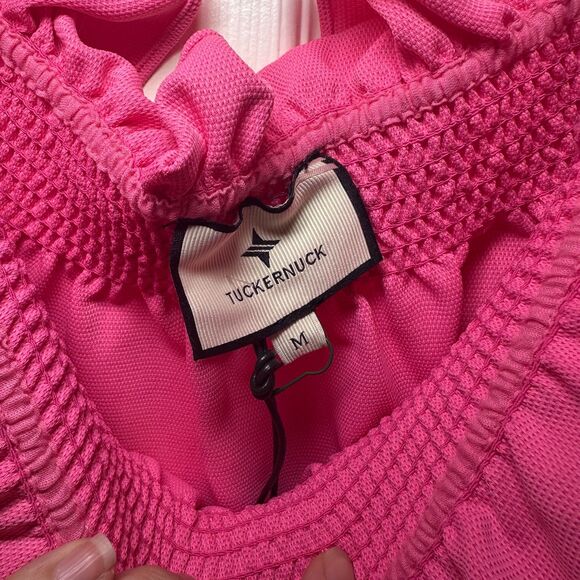 NWT Tuckernuck Marguerite Blouse M Pink Smocked Ruffled Romantic Feminine - Picture 4 of 7